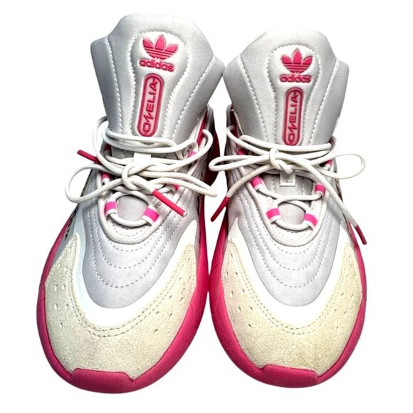 Adidas Ozelia Womens Sneakers Size 7 White Pink Leopard Ortholite Adiprene Run - Picture 4 of 8